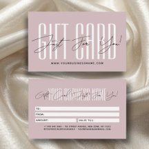 Modern script typography business gift card