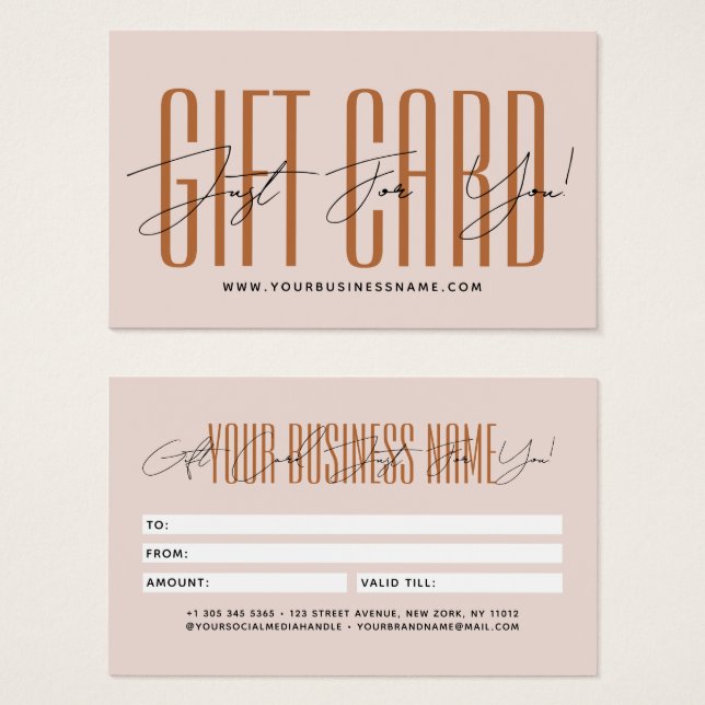Modern script typography business gift card  (Frente & Verso)