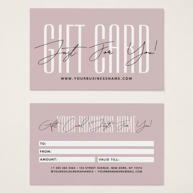 Modern script typography business gift card  (Frente & Verso)