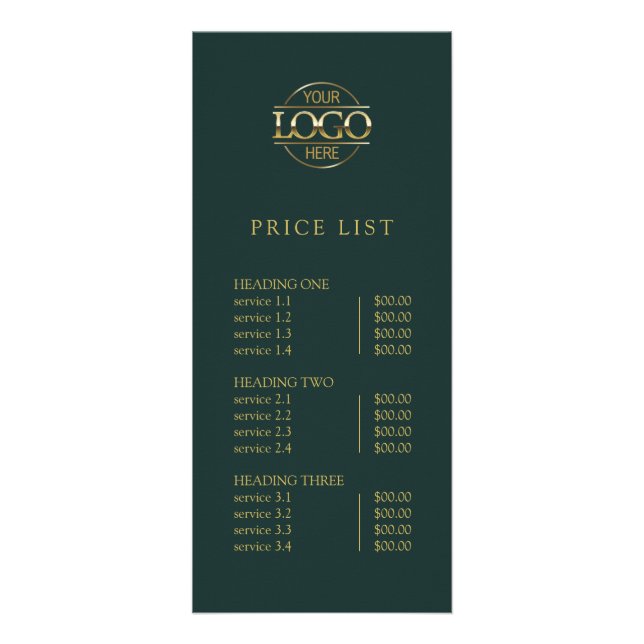 Modern Simple Professional Logo Menu Price List (Frente)