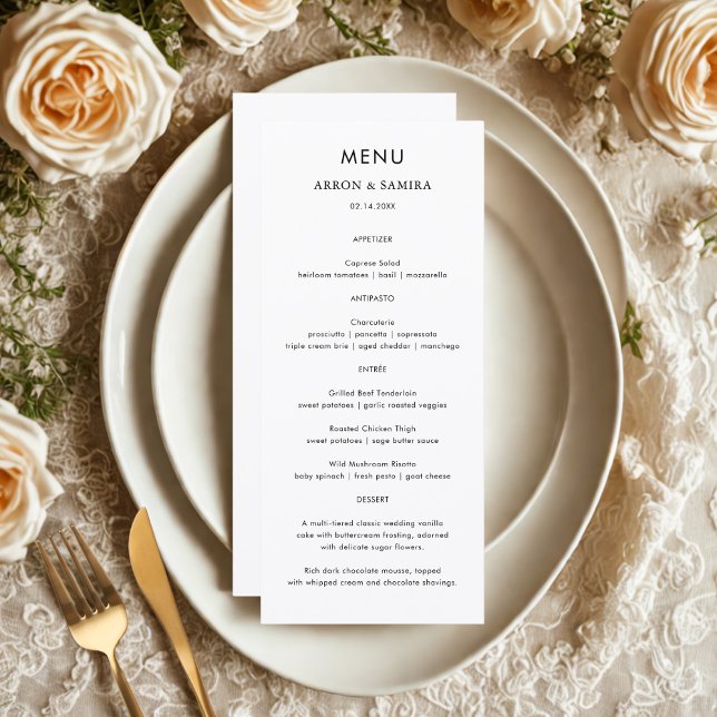 Modern Simple Wedding Menu Card (Criador carregado)
