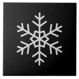 Modern Snowflake Accent Solid Black Tile Art