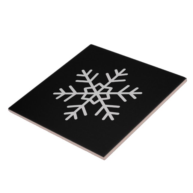 Modern Snowflake Accent Solid Black Tile Art (Lateral)