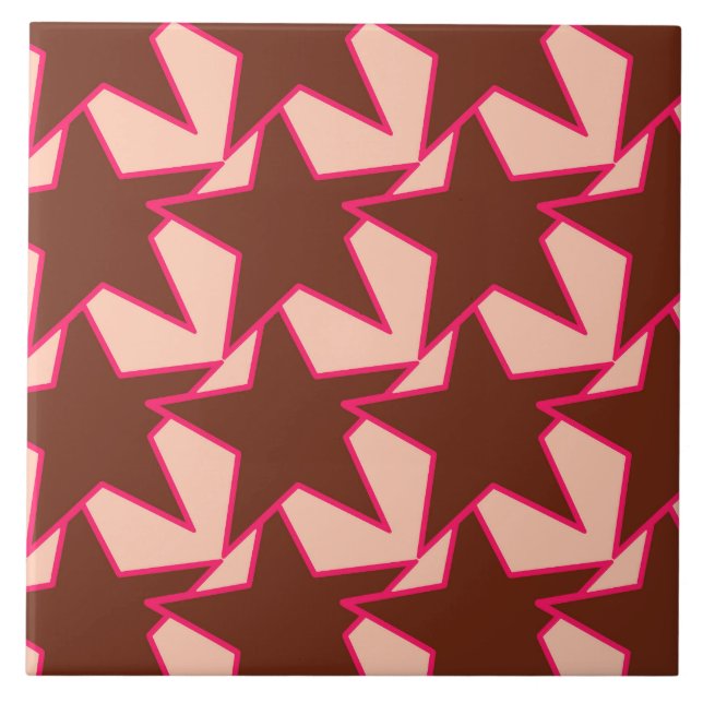 Modern Star Geométrico - chocolate e pêssego (Frente)
