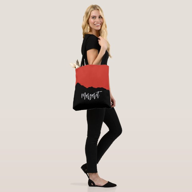 Modern stylish black &orange monogram name Tote (No(a) Modelo)