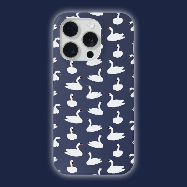 Modern Stylish Trendy Blue Swan Pattern Phone Case (Swan Phone)