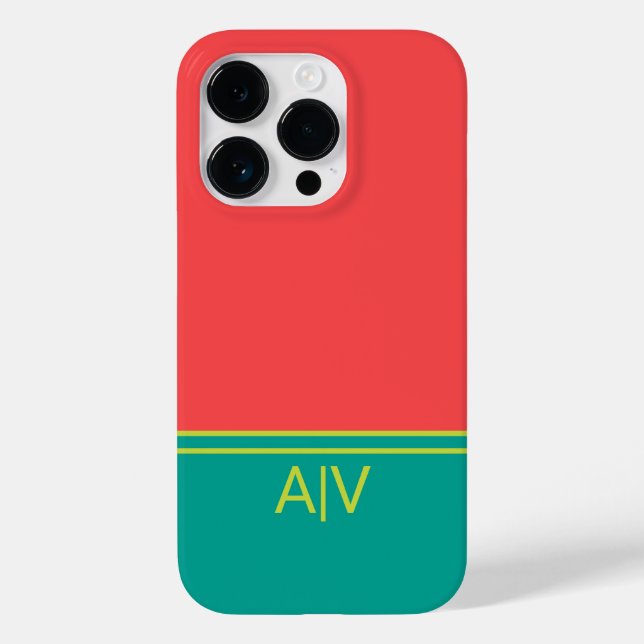 Modern Summer Coral Aquamarine Monogram (Verso)