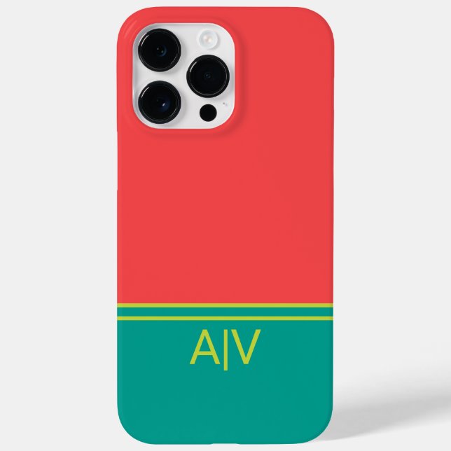 Modern Summer Coral Aquamarine Monogram (Verso)