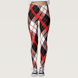 Modern Tartan Red, Black and White Leggings