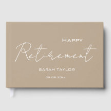 Modern Taupe White Happy Retirement Personalized