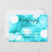 Modern Teal Glitter Lights Bat Mitzvah RSVP