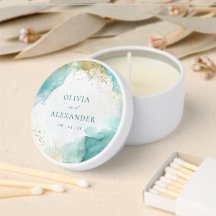 Modern Teal Gold Abstract Beach Wedding