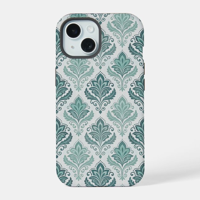 Modern Teal Nordic Damask (Verso)