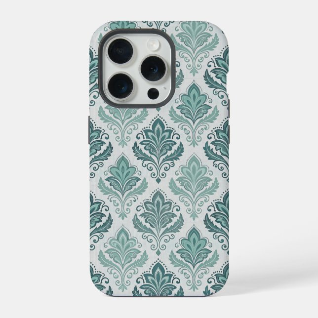 Modern Teal Nordic Damask (Verso)
