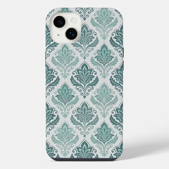 Modern Teal Nordic Damask (Verso)