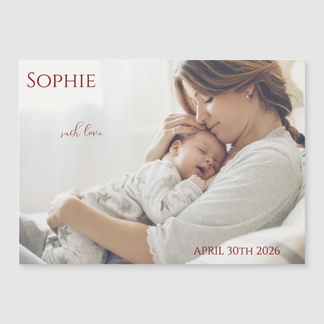 Modern Timeless Photo Magnetic Baby Announcement (Frente)