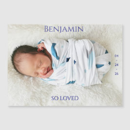 Modern Timeless Photo Magnetic Baby Announcement