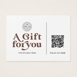 Modern Trendy Brown Typoografia QR code Gift card