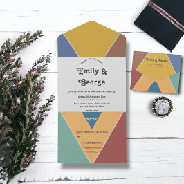 Modern Trendy Retro Colorful Art Deco Casamento Ch