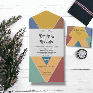 Modern Trendy Retro Colorful Art Deco Casamento Ch