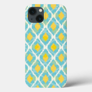 Modern tribal ikat blue yellow fashion