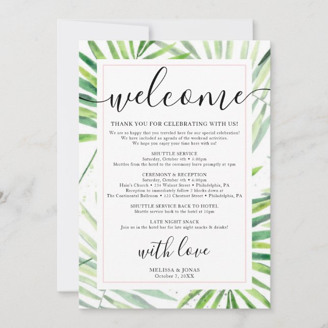 modern tropical calligraphy Invitation from the re (Frente)