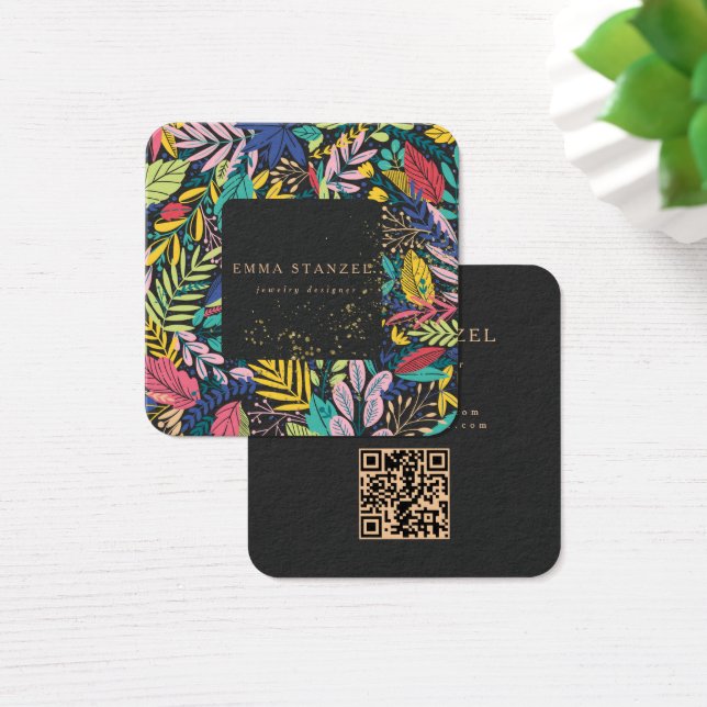 Modern Tropical Floral Square Business Card  (Mesa)