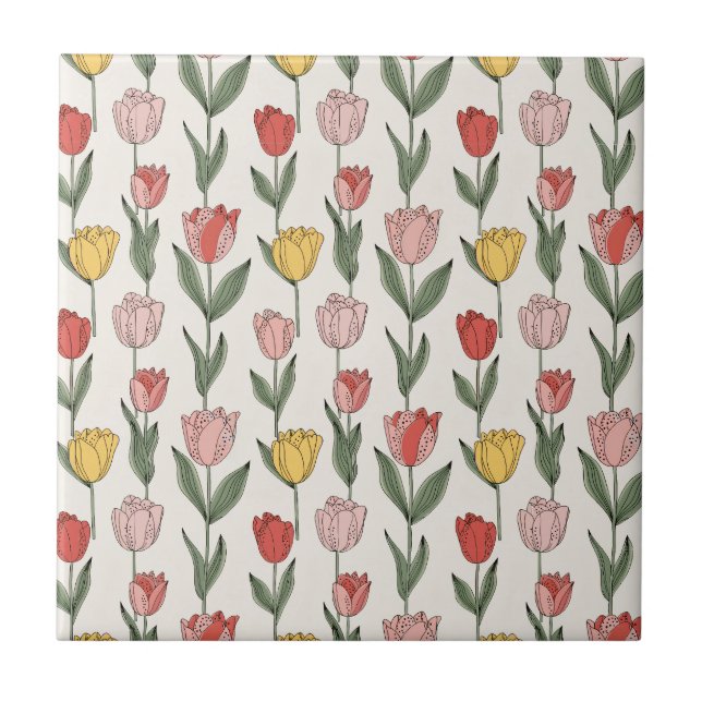 Modern Tulip Floral Pattern Soft Botanical Spring (Frente)