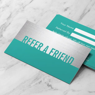 Modern Turquoise & Silver Beauty Salon Referral