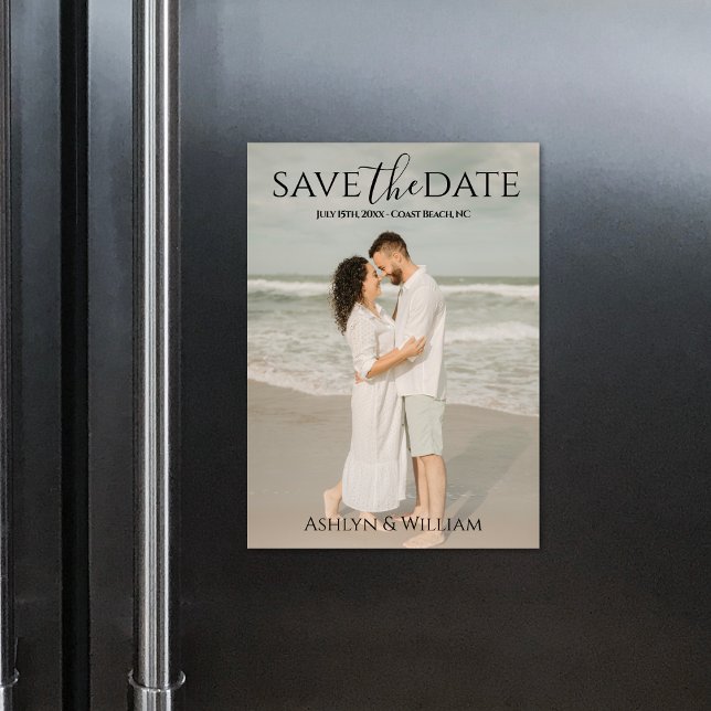 Modern Typography Photo Save the Date Magnet Card (Criador carregado)