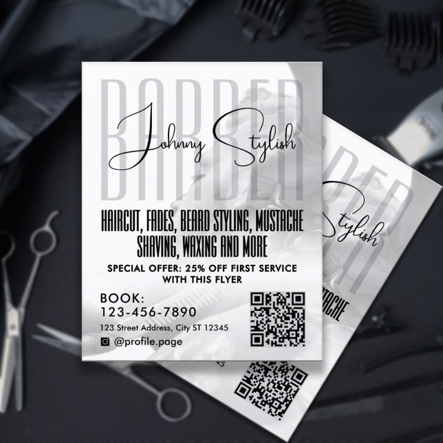 Modern urban style barber shop Flyer (Criador carregado)
