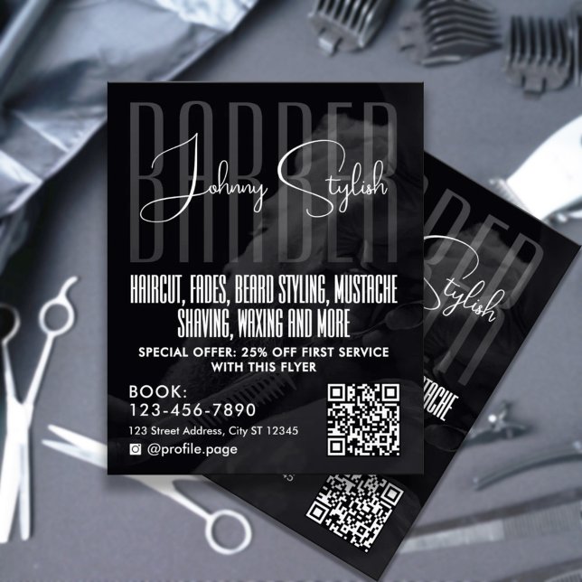 Modern urban style barber shop Flyer (Criador carregado)