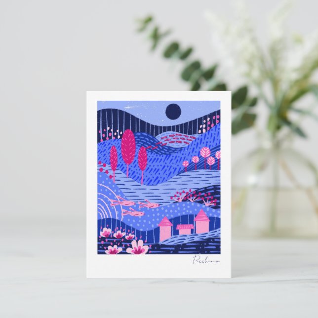 Modern Vibrant Dreamscape Notecard (Em pé/Frente)