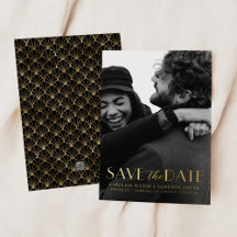 Modern Vintage Art Deco Salvar Data Foil Invitat