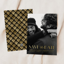Modern Vintage Art Deco Salvar Data Foil Invitat