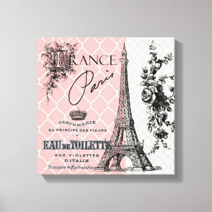 Modern Vintage Paris Eiffel Tower esticou canvas