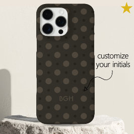 Modern Warm Gray Dots Pattern Custom Name Initials