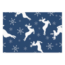 Modern Watercolor Blue Reindeer Snow Christmas