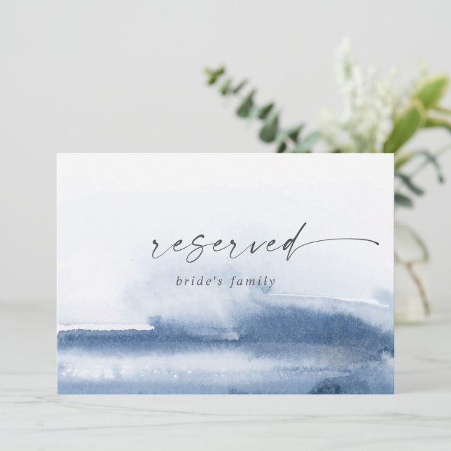 Modern Watercolor | Blue Reserved Sign (Em pé/Frente)
