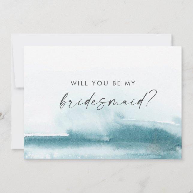 Modern Watercolor | Cartão de Proposta Teal Brides (Frente)