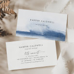 Modern Watercolor | Cartão de visita azul<br><div class="desc">Este cartão de visita azul-aquarela moderno é perfeito para um proprietário de pequenas empresas,  consultor,  estilista e muito mais! A coleção de design minimalista,  clássica e elegante apresenta traços simples de pincel de cor de água em tons de joias bonito.</div>