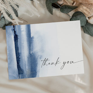 Modern Watercolor   Cartões de agradecimentos azul