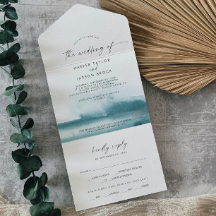 Modern Watercolor Casamento de Teal