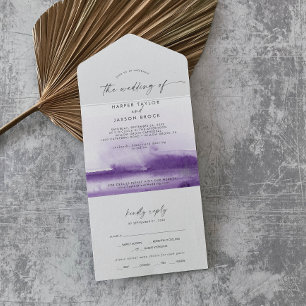 Modern Watercolor Casamento Roxo