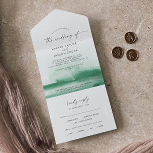 Modern Watercolor Casamento Verde