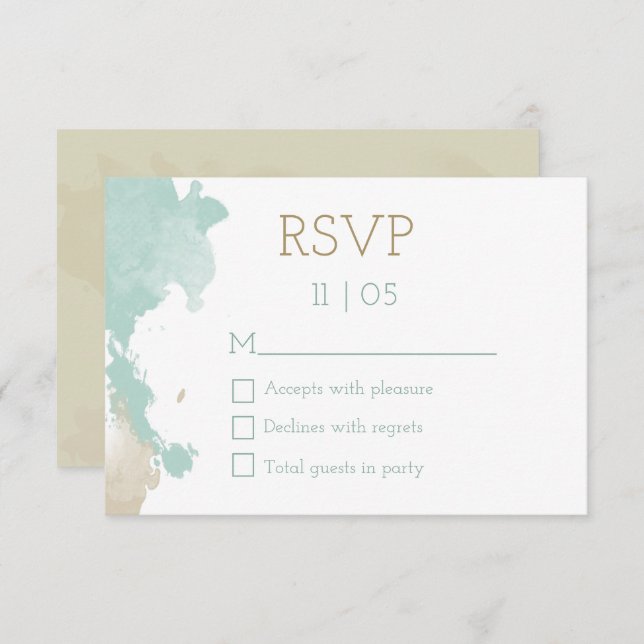 Modern Watercolor Espalha RSVP de Casamento (Frente/Verso)
