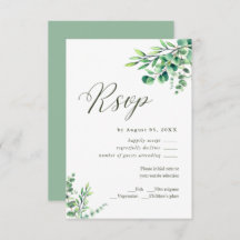 Modern Watercolor Eucalyptus Greenery Wedding RSVP