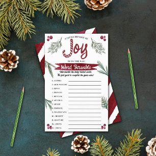 Modern Watercolor "Joy" Candy Cane Chá de fraldas