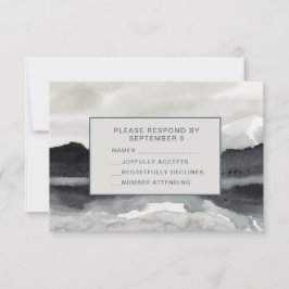 Modern Watercolor Mounts RSVP Card Indigo Cream