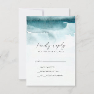 Modern Watercolor   Placa RSVP Simples Teal
